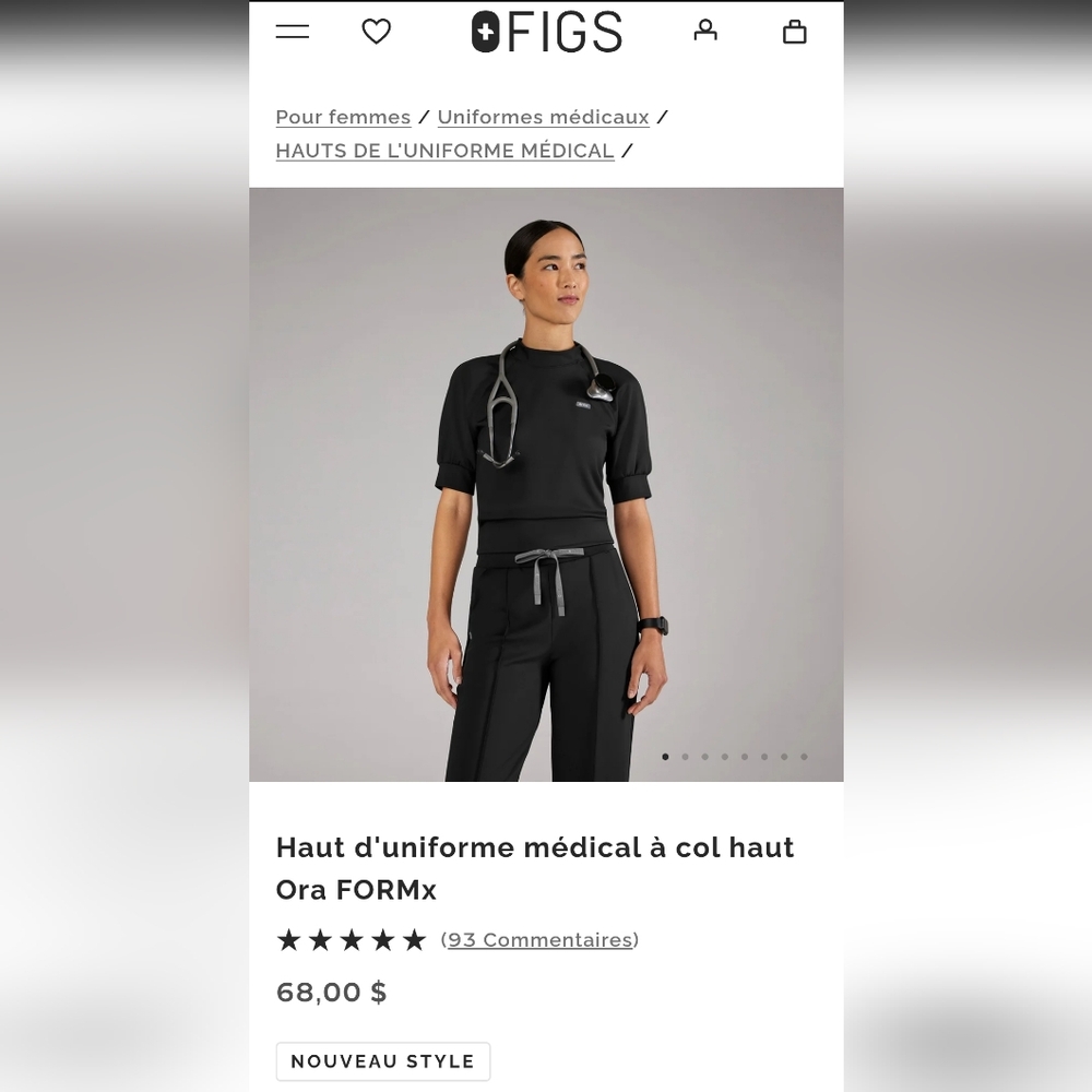 Figs Black FormX Top